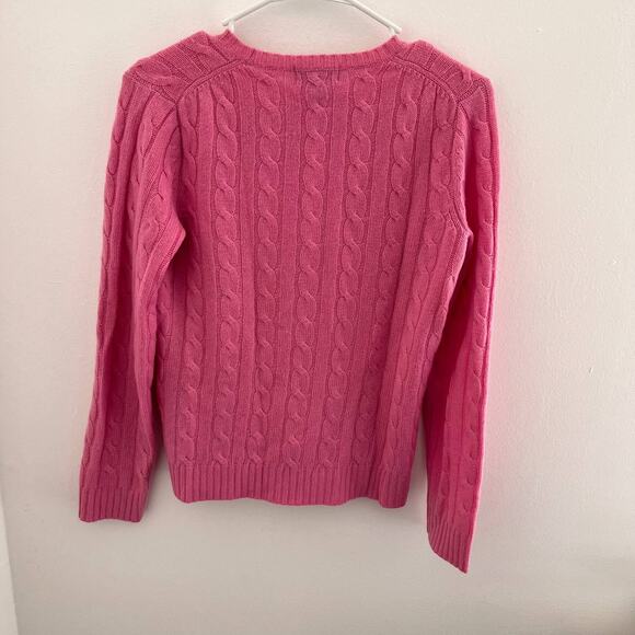 Taylor Marcs Cashmere Sweater Womens Medium Pink Cable Knit Crewneck Pullover - Picture 4 of 6